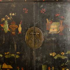 A Pair of 19th Century Chinese wardrobe chinoiserie lacquered Black - 2084902