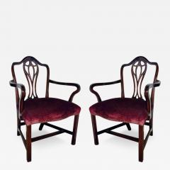 A Pair of 19th Century English Mahogany Chippendale Armchairs - 3360281