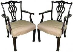 A Pair of 19th Century English Mahogany Chippendale Armchairs - 3353710