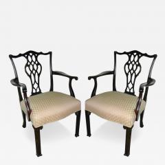 A Pair of 19th Century English Mahogany Chippendale Armchairs - 3360303