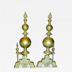 A Pair of 19th Century French Brass Andirons - 3342422