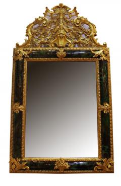 A Pair of 19th Century Green Tortoiseshell and floral giltwood Mirror - 3632354