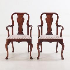 A Pair of American Queen Anne style mahogany open arm chairs C 1960  - 3918460