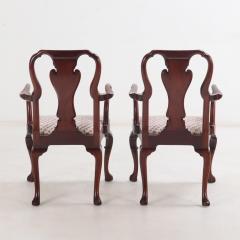 A Pair of American Queen Anne style mahogany open arm chairs C 1960  - 3918465