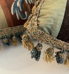 A Pair of Antique 18th Century European Tapestry Pillows With Tassels - 3245852