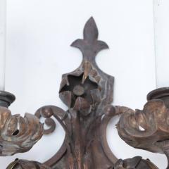 A Pair of Antique wrought iron floral sconces Circa 1920  - 3021348