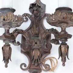 A Pair of Antique wrought iron floral sconces Circa 1920  - 3021350