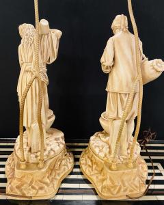 A Pair of Arab Water Bearers in a Finely Cast Porcelain Finish Table Lamps - 1298951