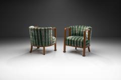 A Pair of Art Deco Armchairs with Tartan Pattern Upholstery Europe ca 1910s - 3698435