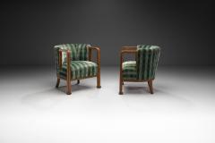 A Pair of Art Deco Armchairs with Tartan Pattern Upholstery Europe ca 1910s - 3698438