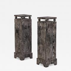 A Pair of Art Deco Style Square Cerused Oak Pedestals  - 4288989