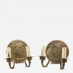 A Pair of Arts Crafts Brass Wall Lights with Galleons in Sail - 4233095