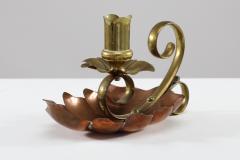 A Pair of Arts Crafts Copper Brass Lily Pad Candle Night Lights - 4188868