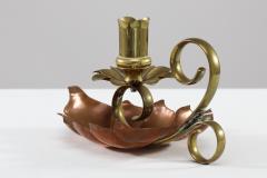 A Pair of Arts Crafts Copper Brass Lily Pad Candle Night Lights - 4188870