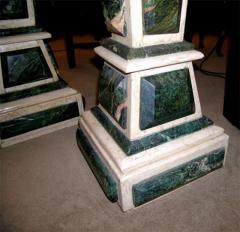 A Pair of Baroque Style Green and White Marble Pedestals - 256437