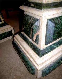 A Pair of Baroque Style Green and White Marble Pedestals - 256438