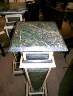 A Pair of Baroque Style Green and White Marble Pedestals - 256439