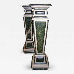 A Pair of Baroque Style Green and White Marble Pedestals - 257230