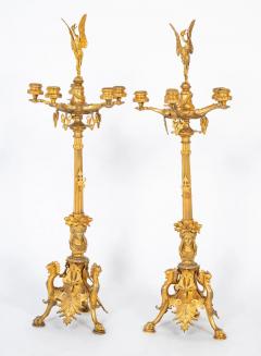 A Pair of Belle Epoque Gilt Bronze Five Arm Candelabrum - 3275210