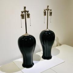 A Pair of Black Ceramic Nickel Table Lamps - 2802176