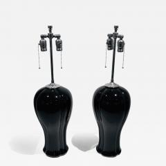 A Pair of Black Ceramic Nickel Table Lamps - 2813165