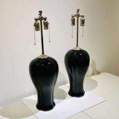 A Pair of Black Ceramic Nickel Table Lamps - 4462854