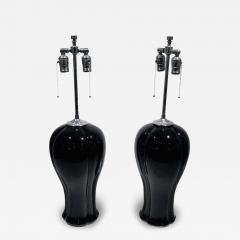 A Pair of Black Ceramic Nickel Table Lamps - 4464174
