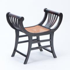 A Pair of Black Teak Rattan Curved Sartika Stools or Benches - 2533949