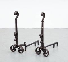 A Pair of Blacksmith Made Scrollwork Andirons - 3471025