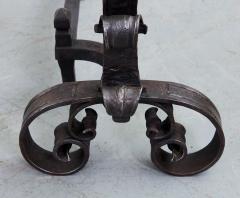 A Pair of Blacksmith Made Scrollwork Andirons - 3471028