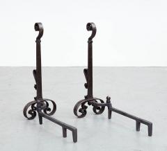 A Pair of Blacksmith Made Scrollwork Andirons - 3471031