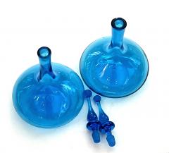 A Pair of Blenko Glass Works Genie Bottle Decanters with Solid Glass Stoppers - 3489394