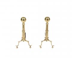 A Pair of Brass Ball Andirons on Cannon Barrel Shafts - 4446835
