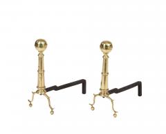 A Pair of Brass Ball Andirons on Cannon Barrel Shafts - 4446836
