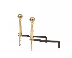 A Pair of Brass Ball Andirons on Cannon Barrel Shafts - 4446837
