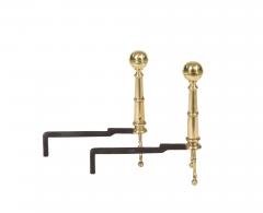 A Pair of Brass Ball Andirons on Cannon Barrel Shafts - 4446838