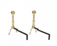 A Pair of Brass Ball Andirons on Cannon Barrel Shafts - 4446839