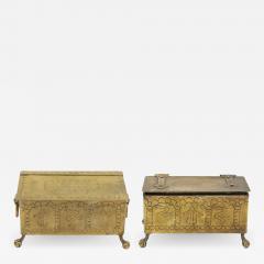 A Pair of Brass Dutch Style Table Top Cigarette or Tobacco Boxes English - 1366603