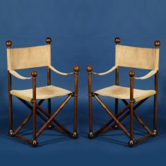 A Pair of Brass Mounted Charles X Style French Campaign Chairs - 2246527