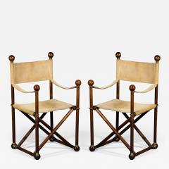 A Pair of Brass Mounted Charles X Style French Campaign Chairs - 2249937