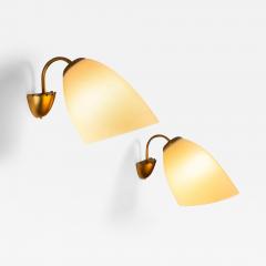 A Pair of Brass and Opal Glass Wall Lamps Finland ca 1960s - 4083193
