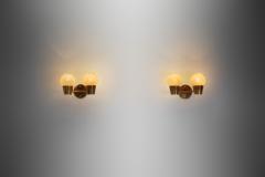 A Pair of Brass and Opal Glass Wall Lamps Scandinavia ca 1960s - 4080989