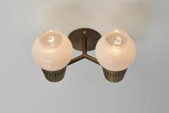 A Pair of Brass and Opal Glass Wall Lamps Scandinavia ca 1960s - 4080992