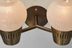 A Pair of Brass and Opal Glass Wall Lamps Scandinavia ca 1960s - 4080994