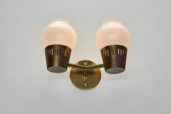 A Pair of Brass and Opal Glass Wall Lamps Scandinavia ca 1960s - 4080996