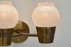A Pair of Brass and Opal Glass Wall Lamps Scandinavia ca 1960s - 4080997