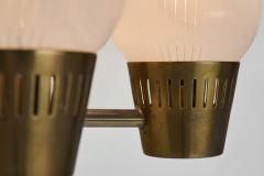 A Pair of Brass and Opal Glass Wall Lamps Scandinavia ca 1960s - 4080998