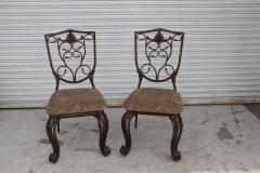 A Pair of Cafe Side Accent Wrought Iron Chairs - 4157759