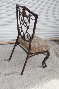 A Pair of Cafe Side Accent Wrought Iron Chairs - 4157845