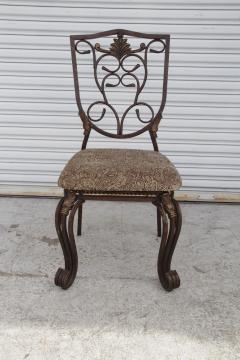 A Pair of Cafe Side Accent Wrought Iron Chairs - 4157877